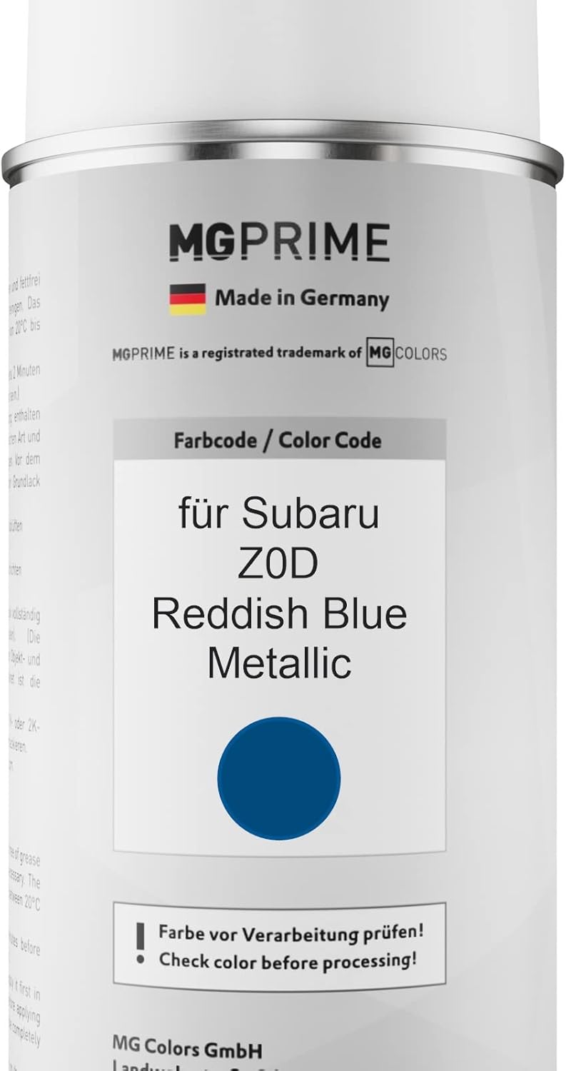 MG PRIME Autolack Sprühdosen Set für Subaru Z0D Reddish Blue Metallic Basislack Klarlack Spraydose 4