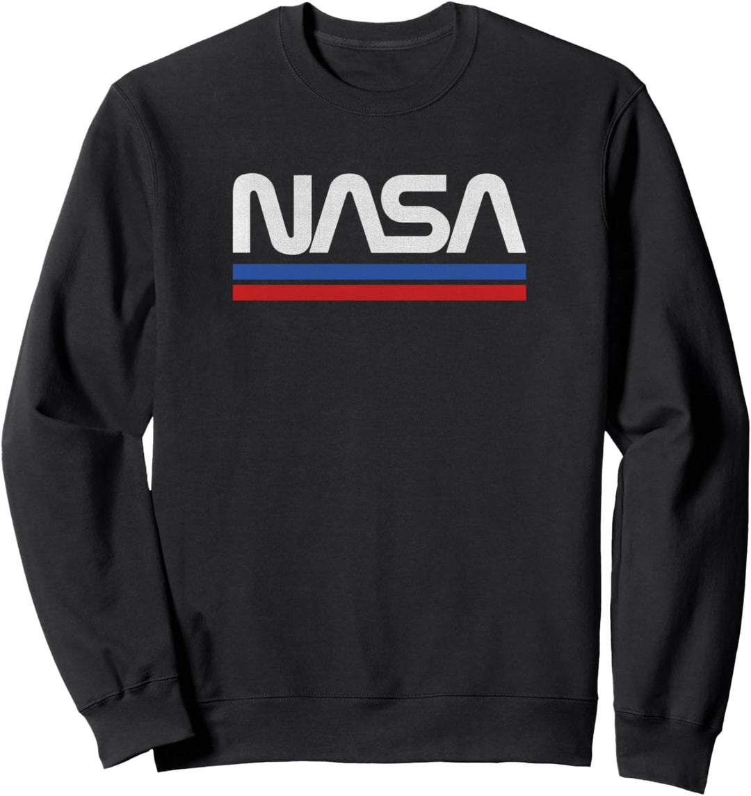 Trendy NASA White Text Logo With Stripes Sweatshirt