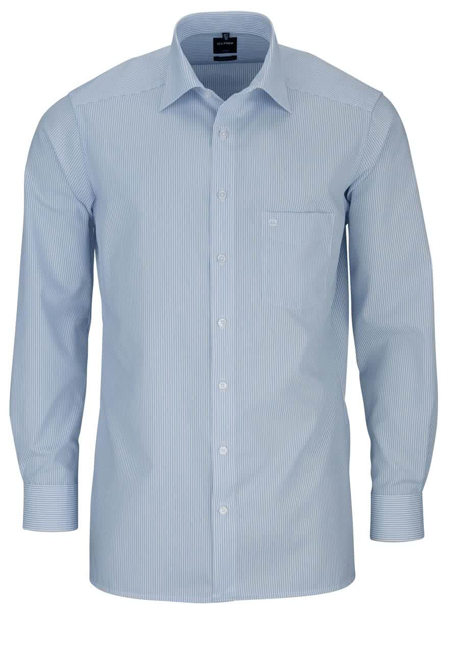 OLYMP Luxor modern fit Hemd Langarm Zündholzstreifen hellblau 42 Blau Weiss, 42 Blau Weiss