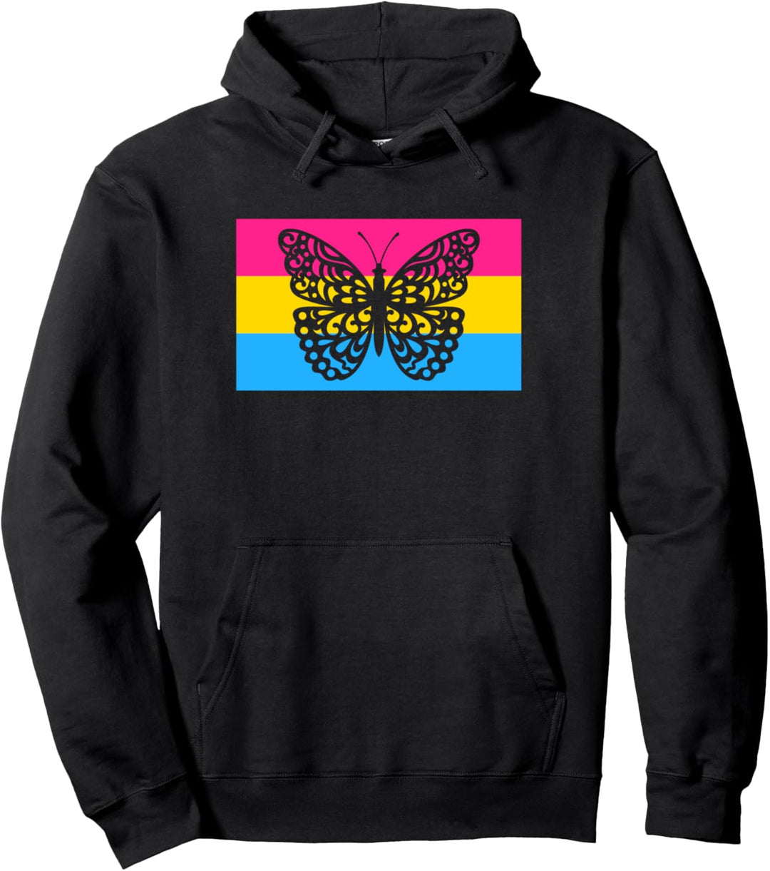 Cute Monarch Butterfly Garden Pansexual Pride Flag Stuff Pullover Hoodie