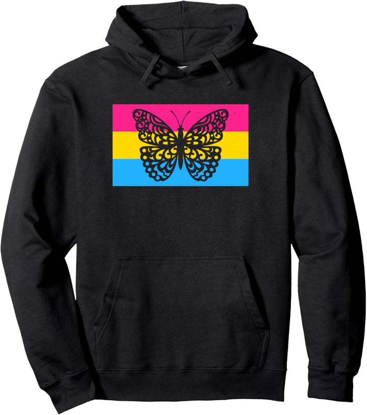 Cute Monarch Butterfly Garden Pansexual Pride Flag Stuff Pullover Hoodie