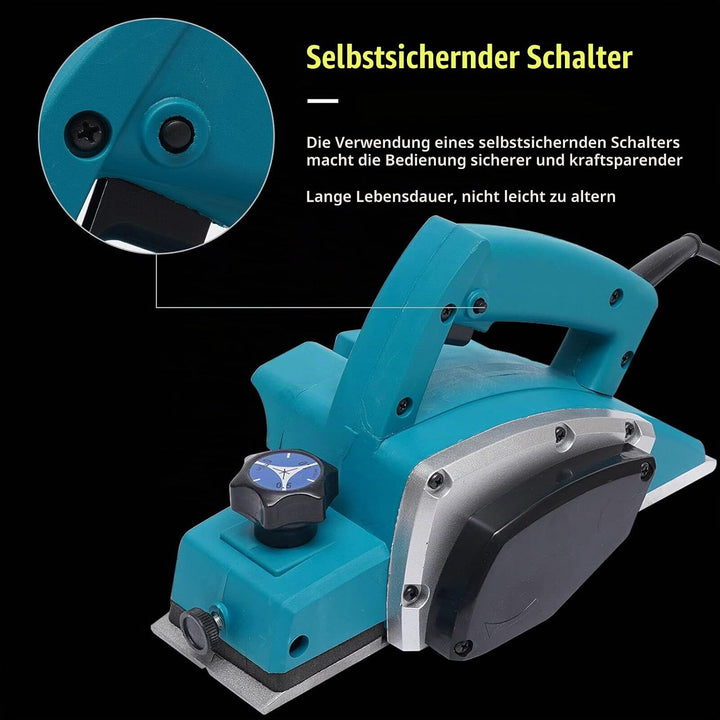 Elektro Hobelmaschine 800W Handhobel Elektrohobel Holzhobel 11000UPM, Spantiefe 1mm,Hobel Elektrisch