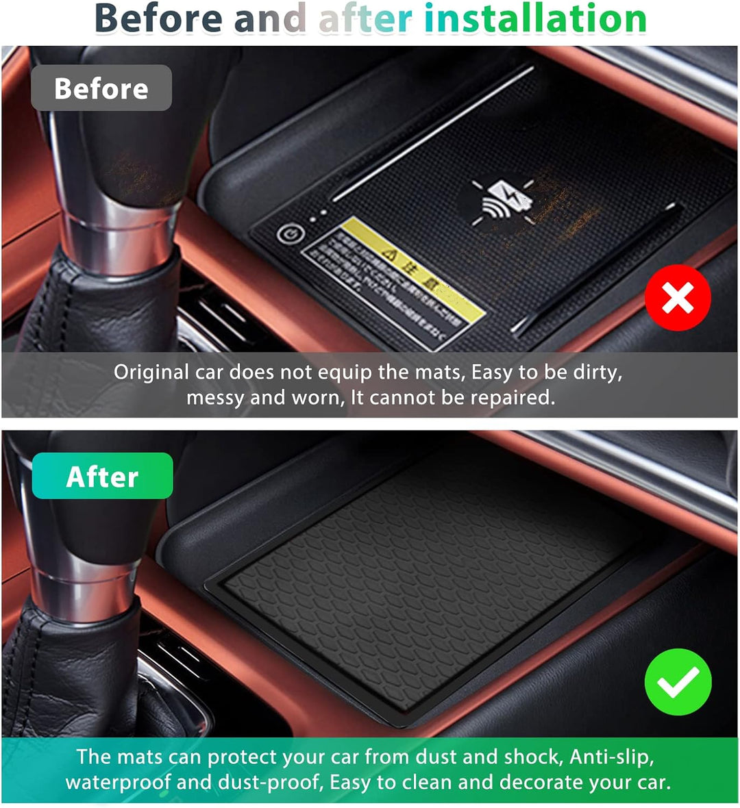 GAFAT Kompatibel mit Honda HR-V 2022 2023 Antirutschmatten, HRV 2022 Gummimatten, Mittelkonsole Getr