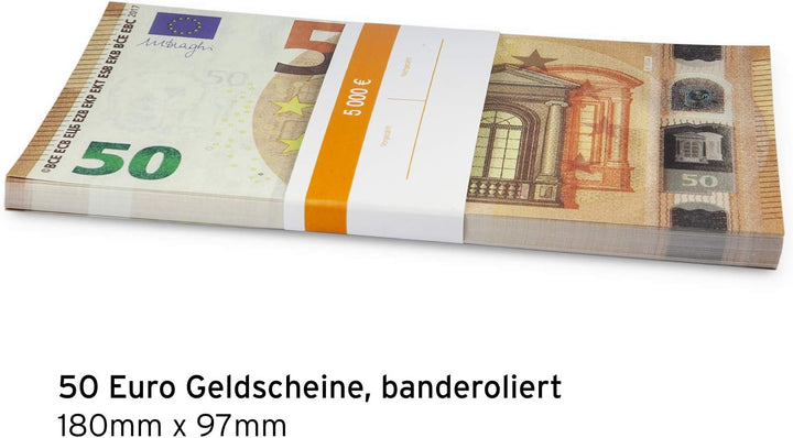 Litfax GmbH 50€ Euroschein/Euro-Geldscheine ca. 180x97 mm/banderoliert, je Pack. 75 Stück (10 PG) …