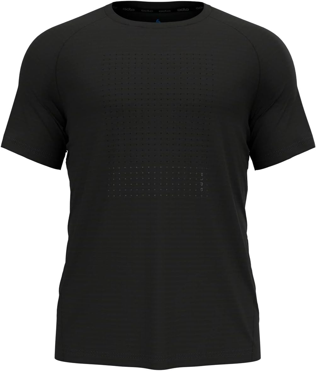 Odlo Herren Essential Print_313752 Kurzarm Laufshirt, Schwarz