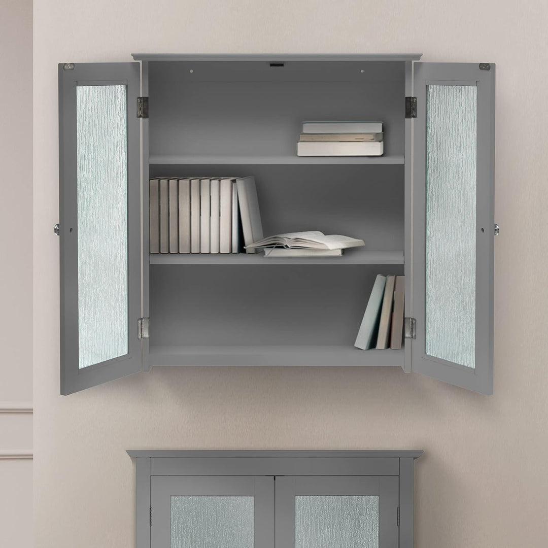 Teamson Home Badezimmer Connor Wandschrank Mit 2 Glastüren Grau EHF-581G