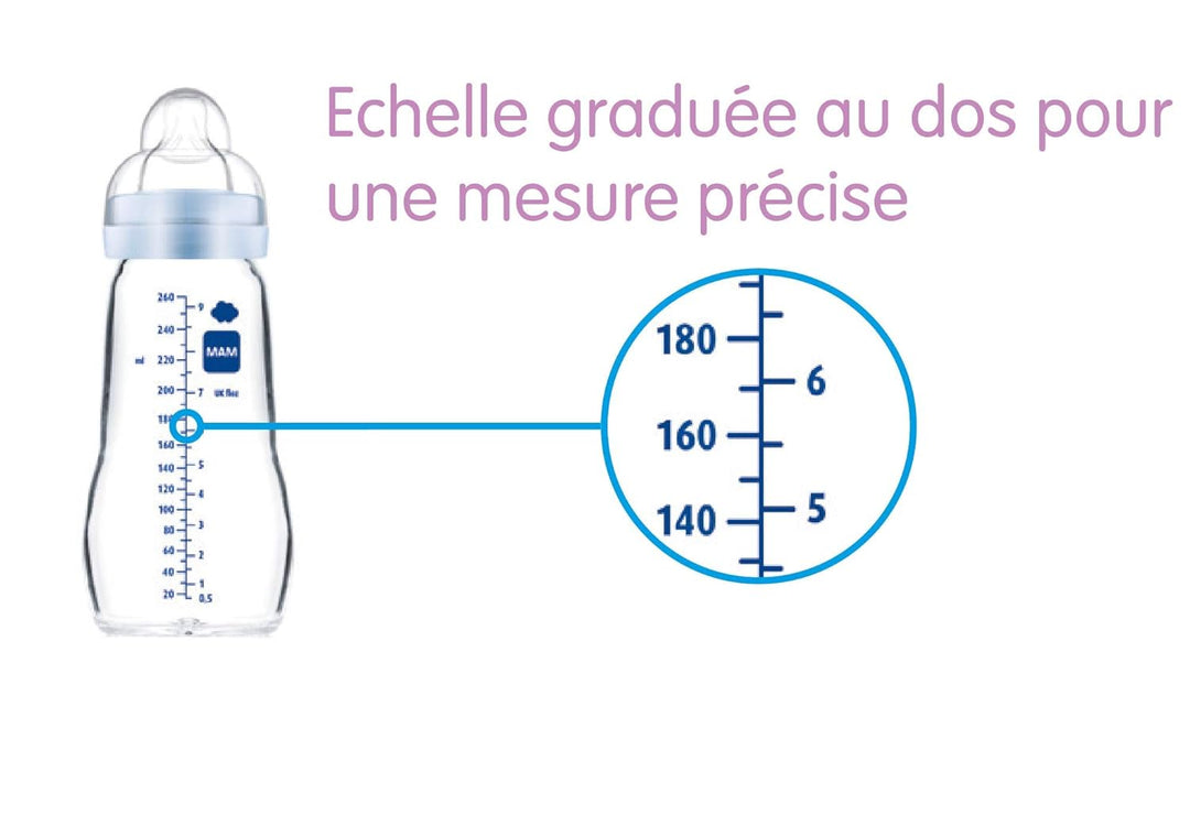 MAM Feel Good Glasflasche 1. Alter 260ml Blau Blue, Blau