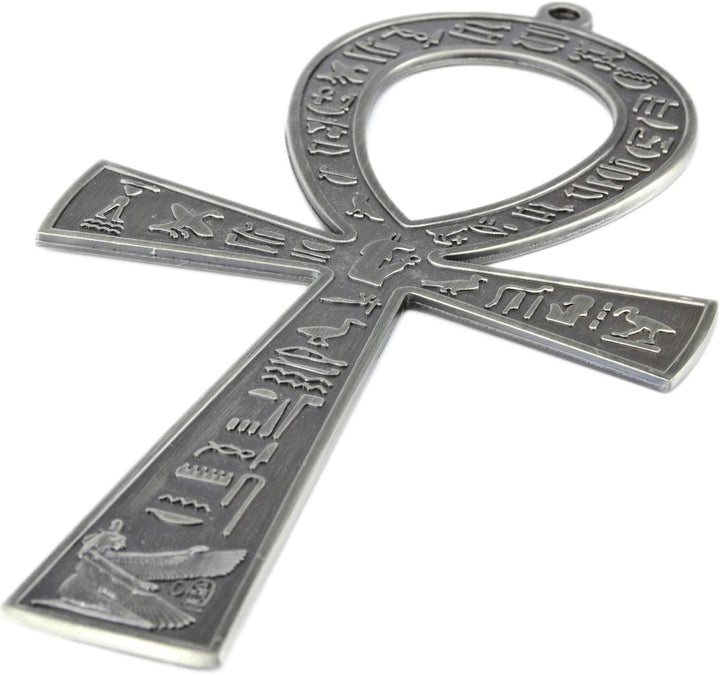 NileCart™ 21,6 cm grosses ägyptisches ANKH Kreuz aus Metall, hergestellt in Ägypten (antikes Silber)