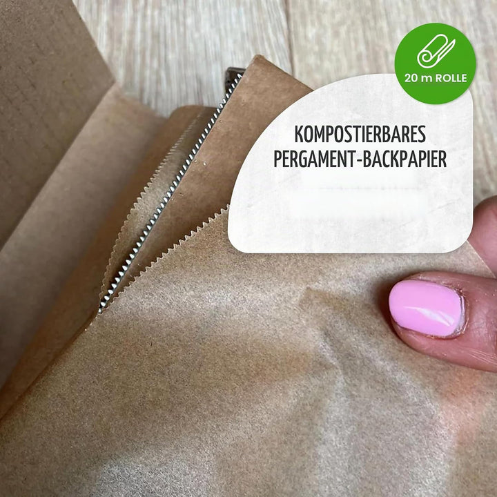 Eco Green Living Backpapier, 30 cm breit, braun. Ungebleichtes Backpapier, antihaftbeschichtet und f