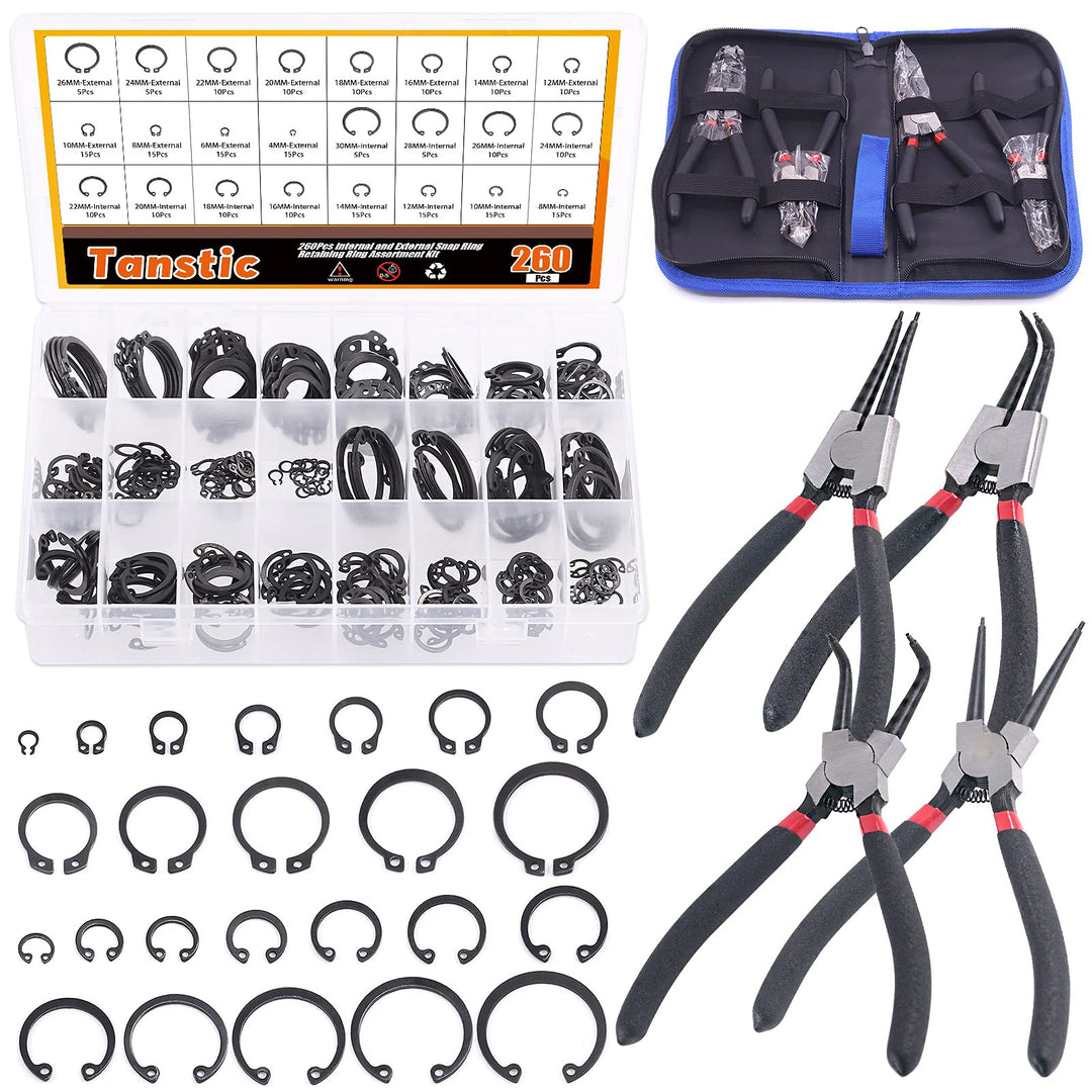 Tanstic Sprengringzange mit Sprengring-Set, 4 Stück, 17,8 cm (7 Zoll), interner und externer Sprengr
