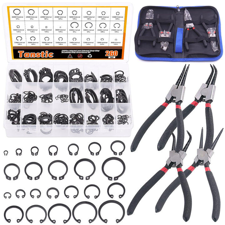 Tanstic Sprengringzange mit Sprengring-Set, 4 Stück, 17,8 cm (7 Zoll), interner und externer Sprengr
