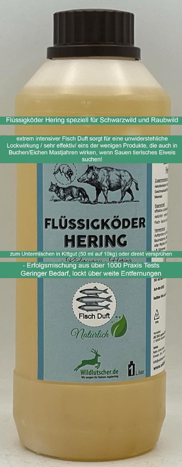 Wildlutscher Flüssig Köder Hering Duft 1 Liter speziell für Schwarz- und Raubwild