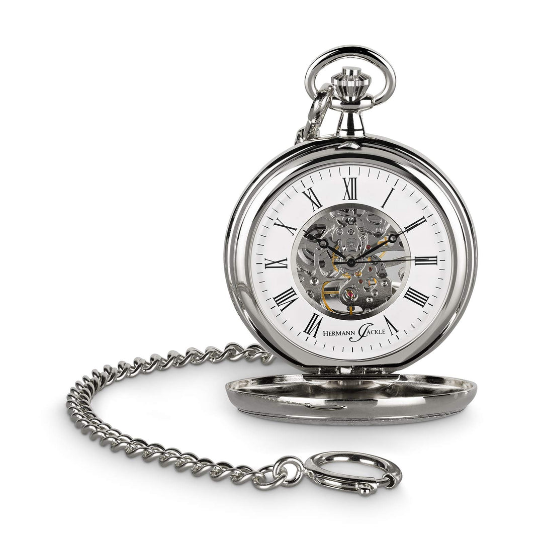 Hermann Jäckle Stilvolle Klassische Taschenuhr Bayreuth mit Handaufzug Skelettwerk Qualitätshandwerk