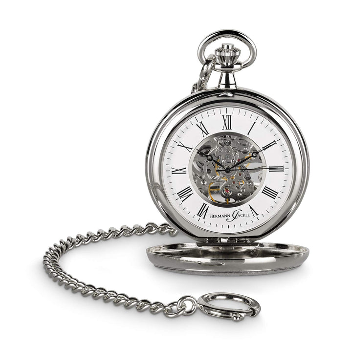 Hermann Jäckle Stilvolle Klassische Taschenuhr Bayreuth mit Handaufzug Skelettwerk Qualitätshandwerk