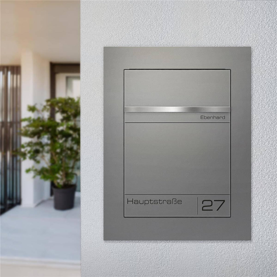 Metzler Unterputz Briefkasten Graualuminium RAL 9007 – Hochwertiger Einbaubriefkasten aus pulverbesc