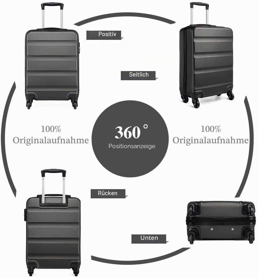 KONO Handgepäck Koffer Klein Reisekoffer mit Rollen und TSA Schloss, Koffer Trolley Handgepäck Flugz