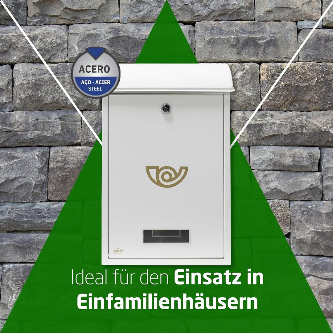 Amig - Aussenbriefkasten, Briefkasten für den Aussenbereich | Briefkasten für Wände, Mauern oder Tür