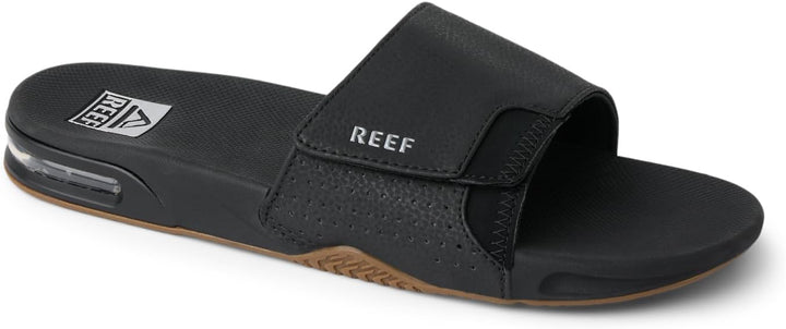 Reef Herren Fanning Slide Flipflop 37.5 EU Black Silver, 39 EU