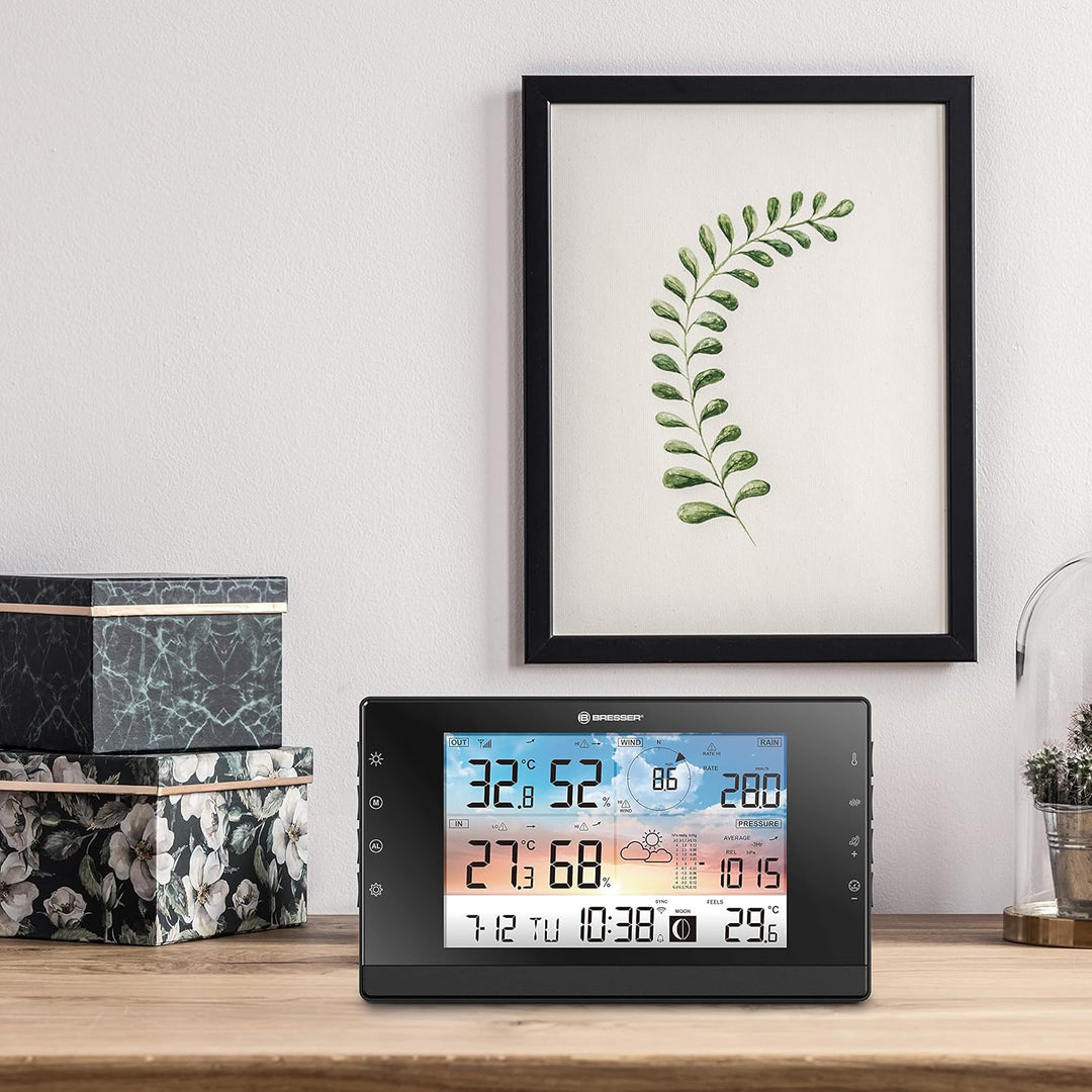 Bresser Wetterstation Funk mit Aussensensor - WLAN-Wettercenter WSC mit 5-in-1-Multi-Sensor inkl. ba