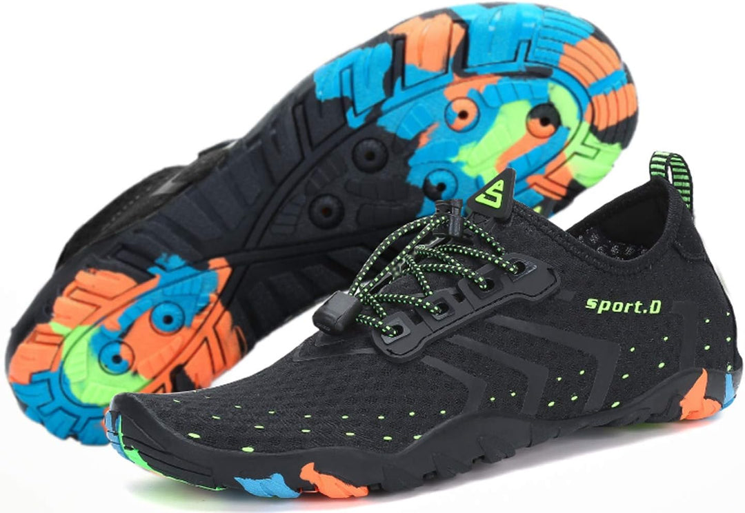 SAGUARO Unisex-Erwachsene Badeschuhe Atmungsaktiv Dicke Sohle Gr.36-46 42 EU Reines Schwarz, 42 EU R