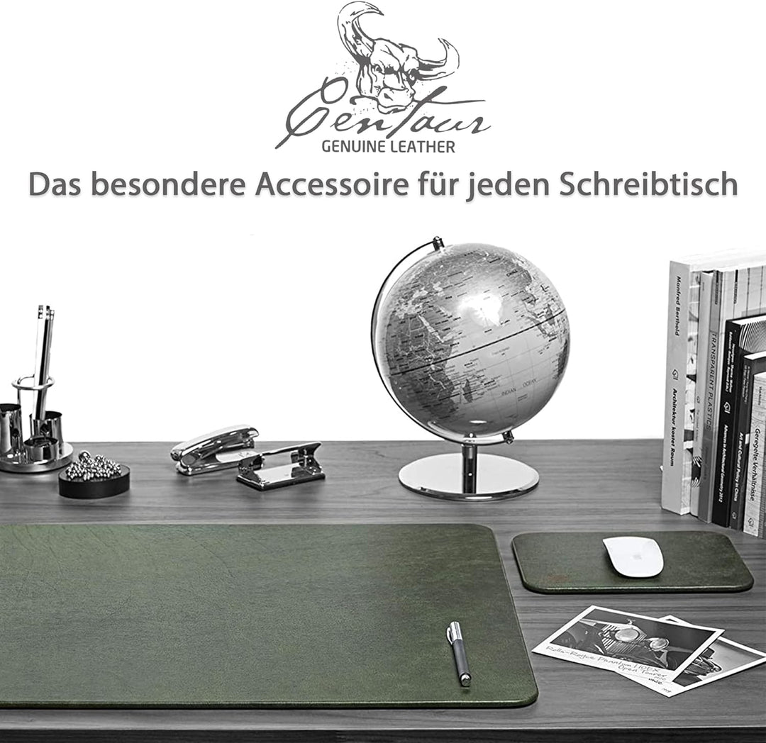 Centaur - Hochwertiges Leder Mousepad 25x18 cm smaragdgrün - Vintage Mauspad aus echtem Leder - Unte