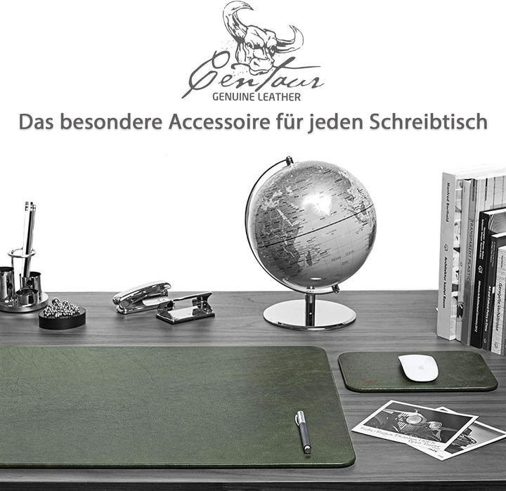 Centaur - Hochwertiges Leder Mousepad 25x18 cm smaragdgrün - Vintage Mauspad aus echtem Leder - Unte