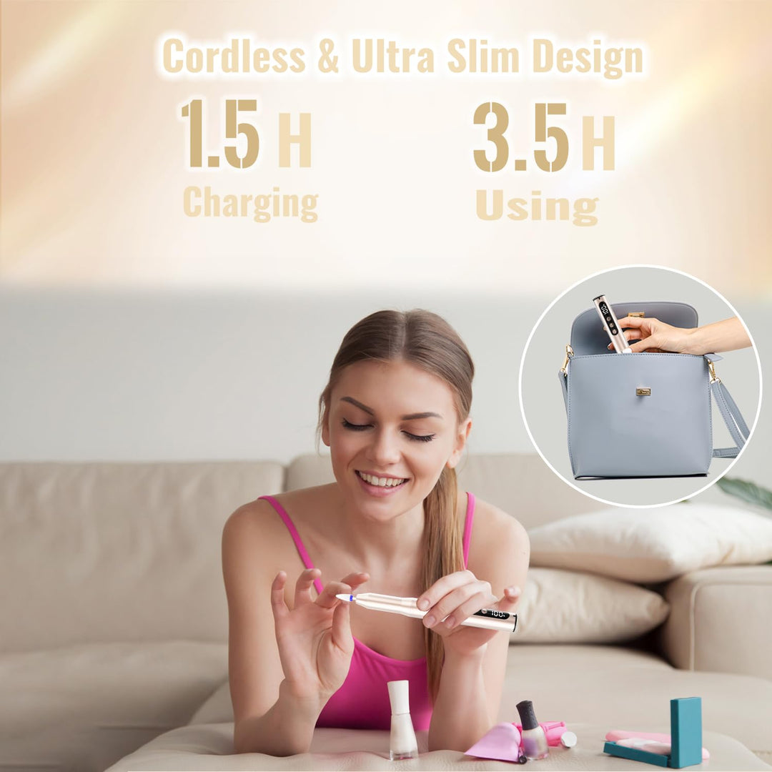 Nagelfräser Kabellos 35000 U/Min, Elektrische Nagelfeile 12 in 1 Fräser Nägel Professionell Nail Dri