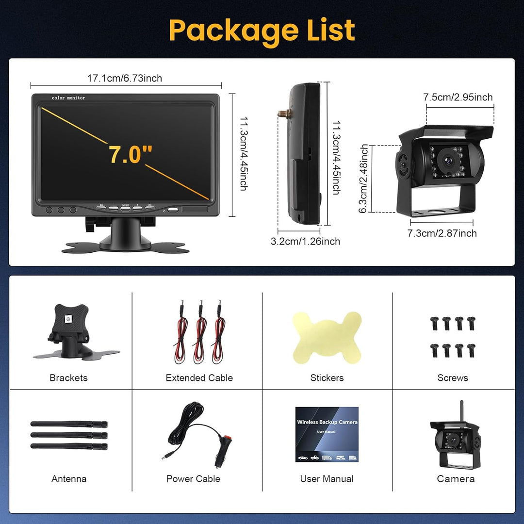 Hikity Rückfahrkamera Kabellos Set 7&
