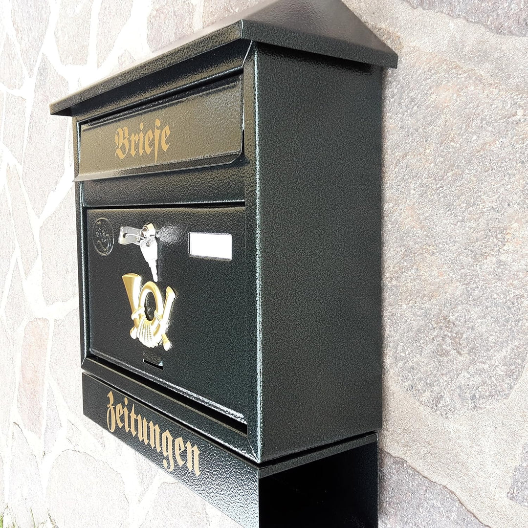 Pachurka & Dąże Grosser Briefkasten Postkasten Grün XXL Grün mit Montagematerial Retro