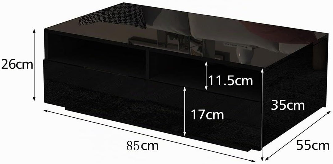 Senvoziii Couchtisch für Wohnzimmer, Beistelltisch Moderner Holztisch, Schwarz Glanz Kaffeetisch mit