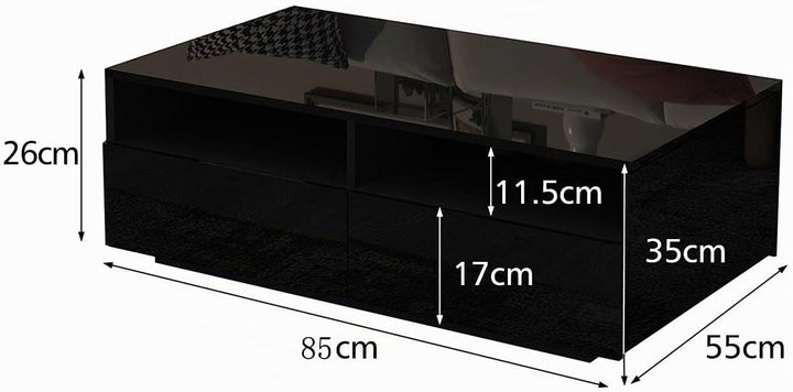 Senvoziii Couchtisch für Wohnzimmer, Beistelltisch Moderner Holztisch, Schwarz Glanz Kaffeetisch mit