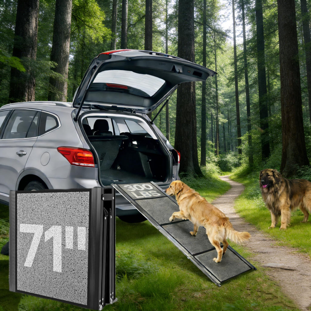 𝟏𝟖𝟎×𝟓𝟎𝐜𝐦 Hunderampe Auto Klappbar - Bis 115kg - Weich Rutschfester Oberfläche Hunderampe, Leicht Alu