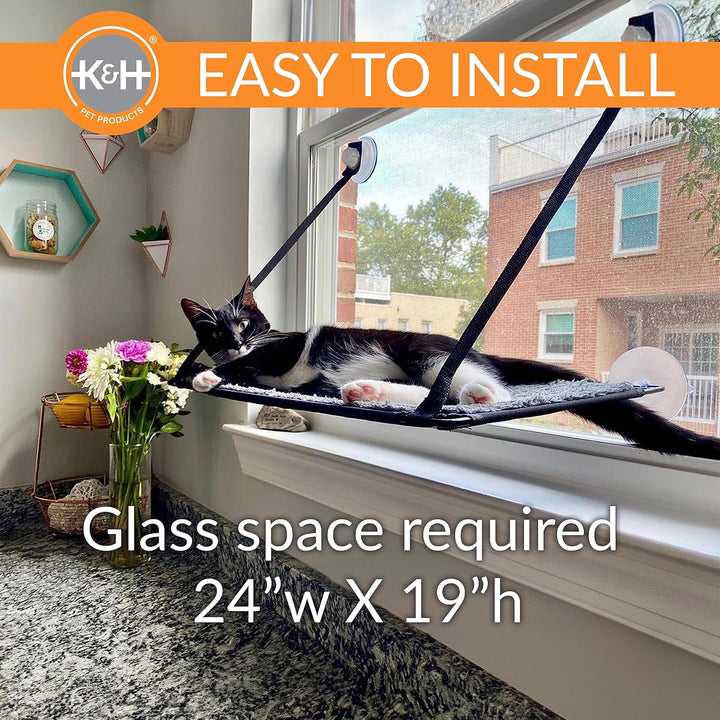 K&H 779091 EZ Easy Window Mount Kitty Sill, am Fenster zu befestigendes Katzenbett mit Einer Ebene E