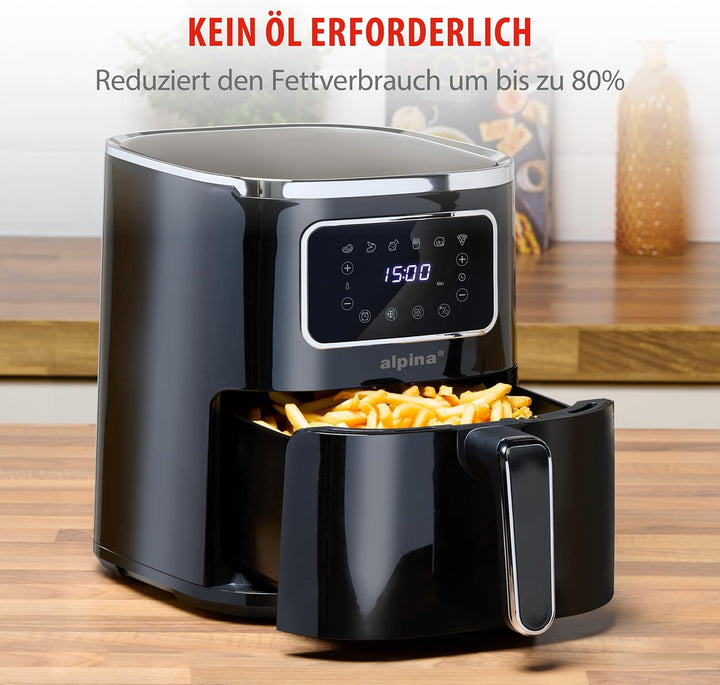 alpina Heissluftfritteuse 4.5L - Airfryer für 3 bis 4 Personen - Air Fryer mit Digitalanzeige - Eins