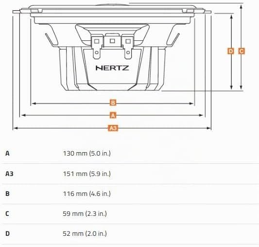 Hertz DCX 130.3 – Koaxiallautsprecher 13cm 2-Wege, 80W max, 4Ohm, 93dB, Papierkonus, PEI-Hochtöner,