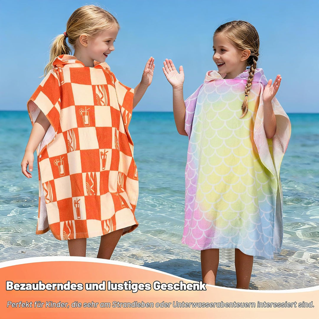 Kato Tirrinia 100% Baumwolle Badeponcho Strandtuch 90-120cm Kinder, Absorbierender Bademantel Badeha