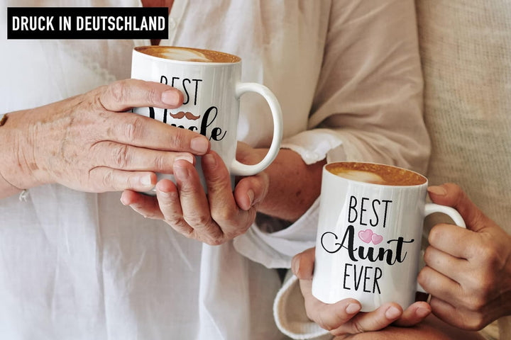Trendation - Bester Onkel und Beste Tante Geschenk Set Tassen Geschenkidee für Tante und Onkel Gebur
