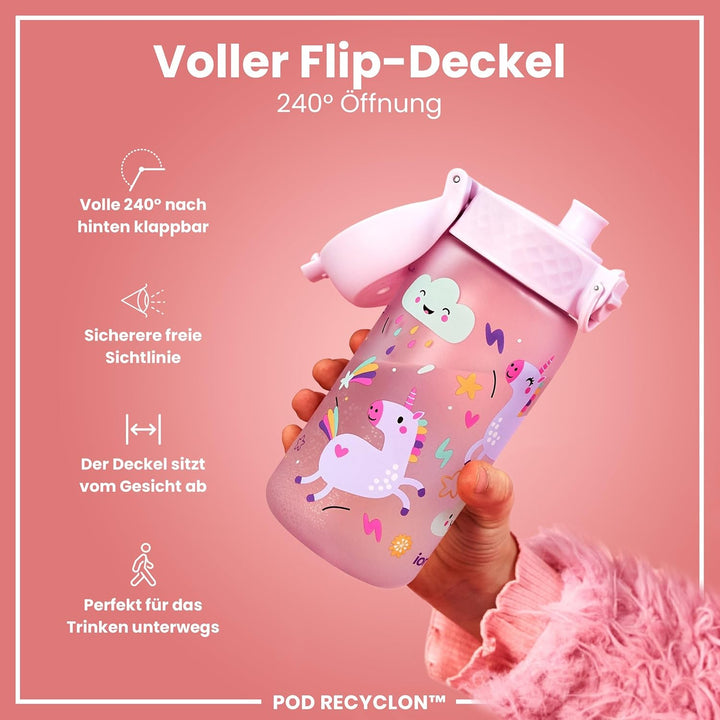 Ion8 Kinder Trinkflasche, Auslaufsicher, Einhandöffnung, Sichere Verriegelung, Spülmaschinenfest, Tr