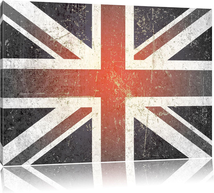 British Union Jack schwarz/weiss Format: 100x70 auf Leinwand, XXL riesige Bilder fertig gerahmt mit