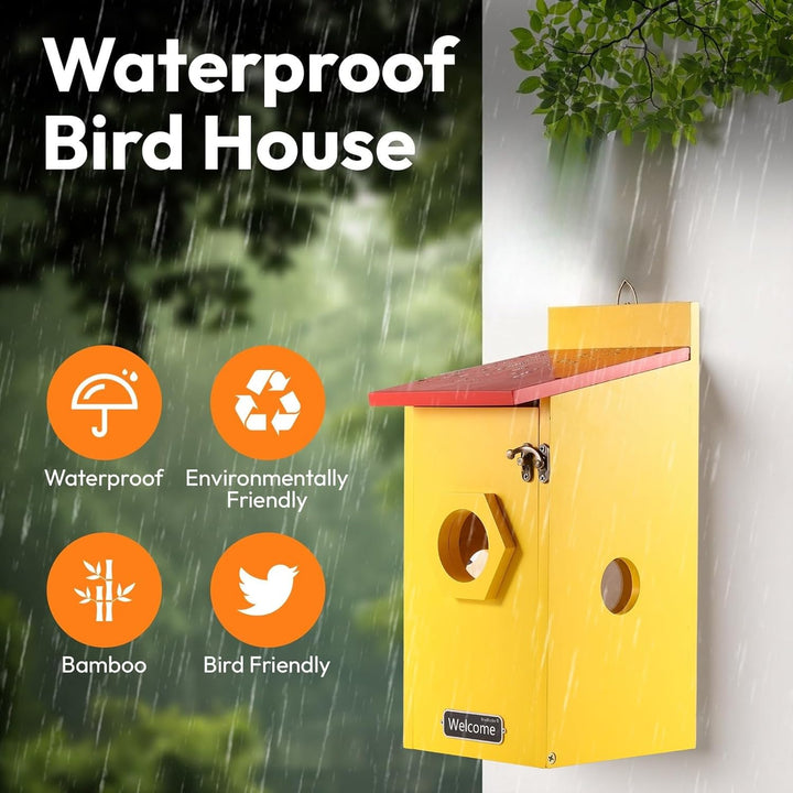Nistkasten mit 4MP Kamera WLAN, Bunte Vogelhaus für Draussen Wetterfest, 2,4 G WiFi & App Benachrich