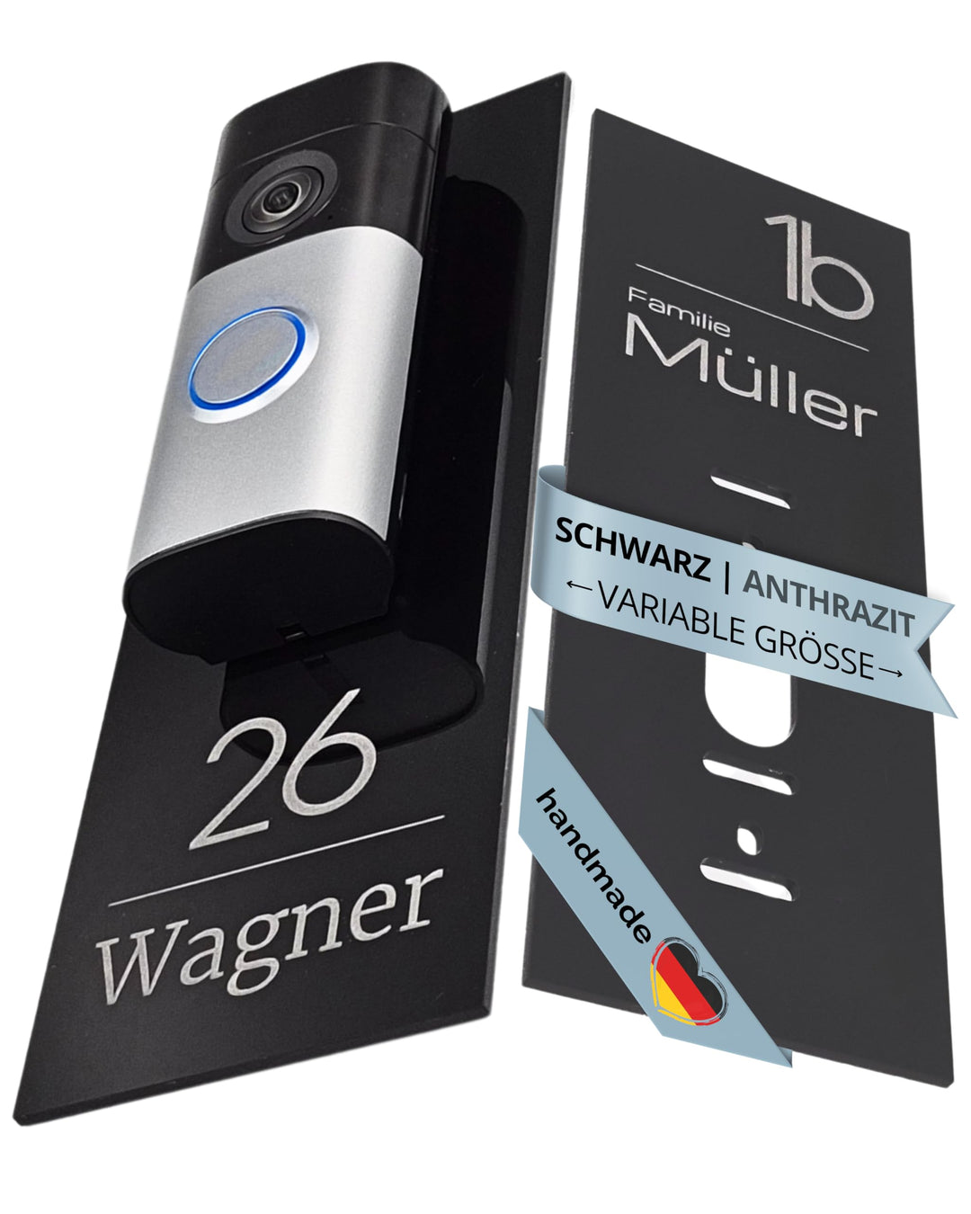 Klingelschild passend für Ring Videotürklingel Plus Kabel (Wired Video Doorbell Plus, neueste Genera