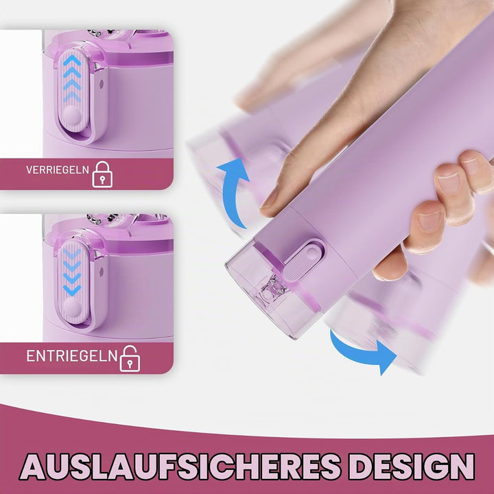 Exllena Trinkflasche Klein 270ml mit Strohhalm aus Edelstahl, Einhand-Bedienung, 100% Auslaufsicher,