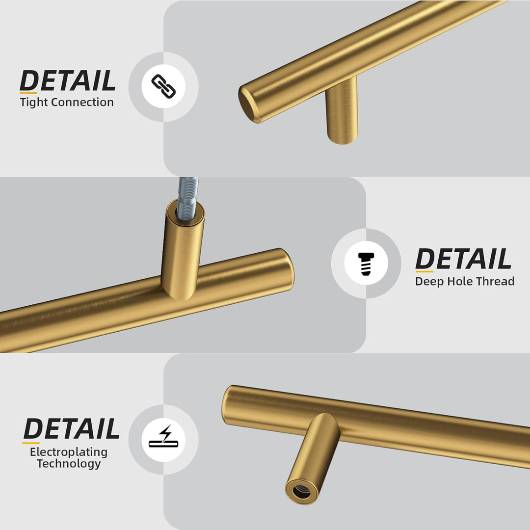 goldenwarm 5 Stück Schubladengriffe Gold Türgriffe Gold Schrankgriffe Gold -LS201GD256 Griffe für Kü