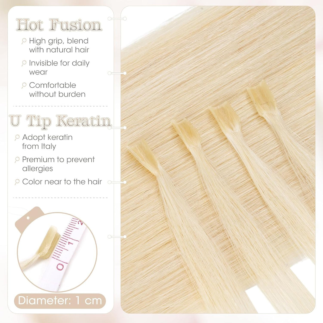 Elailite Bondings Extensions Echthaar Haarverlängerung Keratin 35cm 40g U Tips Haarverlängerung Haar