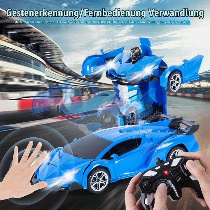 Highttoy Ferngesteuertes Auto für Kinder, 2.4GHz Verformung Roboter RC Auto mit Gestenerfassung, Lic