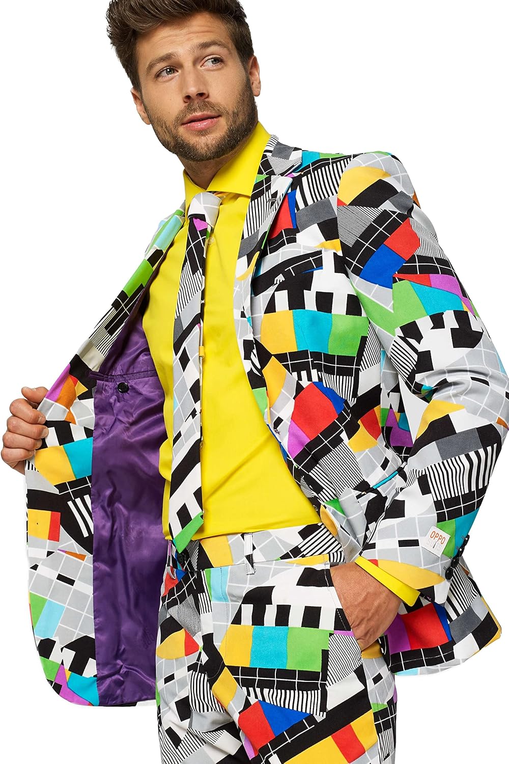 OppoSuits Modisch Party Einfarbige Anzüge für Herren - Mit Jackett, Hose und Krawatte 58 Mehrfarbig,