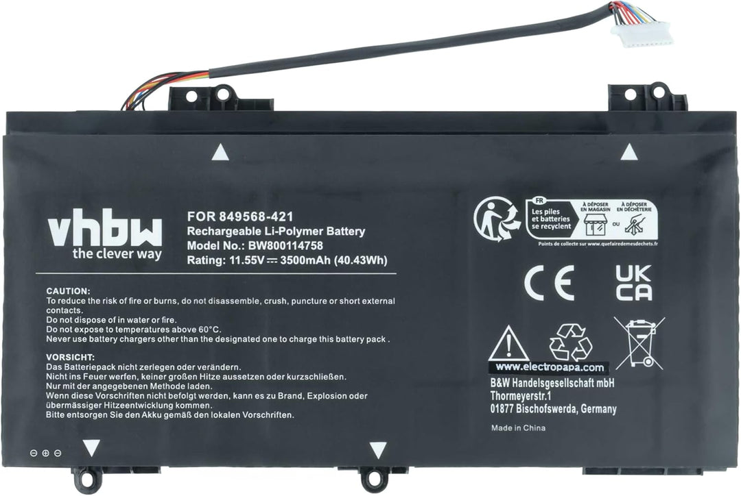 vhbw Akku kompatibel mit HP Pavilion 14-AL114NF, 14-AL114TU, 14-AL115NA, 14-AL115NF, 14-AL115TU Note