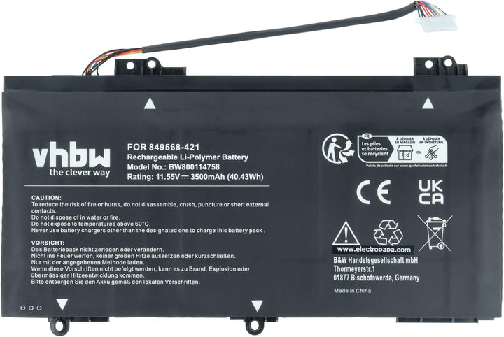 vhbw Akku kompatibel mit HP Pavilion 14-AL114NF, 14-AL114TU, 14-AL115NA, 14-AL115NF, 14-AL115TU Note