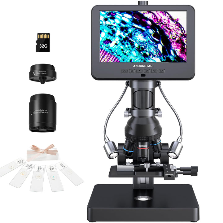 Andonstar AD266S 20X-5000X HDMI Digitales Mikroskop, 5-Linsen 2160P UHD Videoaufzeichnung, 17,8 cm L