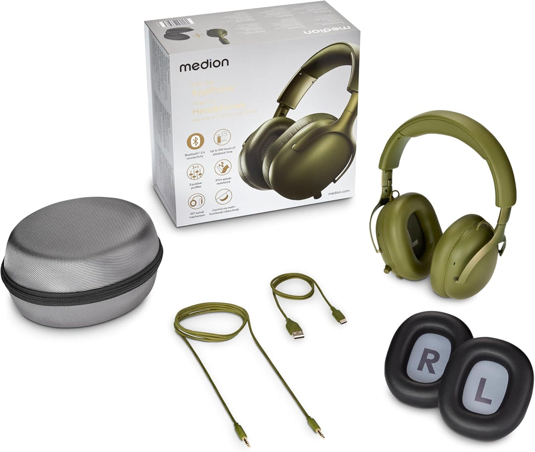 MEDION Over Ear Kopfhörer HX-1 Pure (kabellos, Bluetooth 5.4, Wireless, Passive Noise Isolation, 3+1